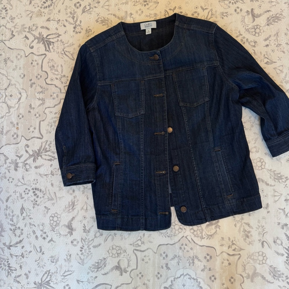 Coldwater Creek Blue Jean Jacket with 3/4 Sleeves